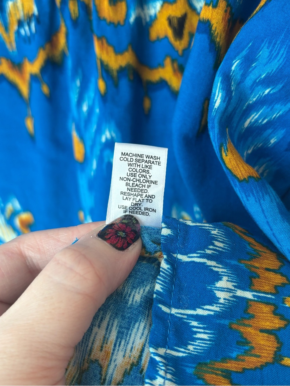 Cato Blue and Mustard Short Sleeve Blouse - Picture 11 of 11